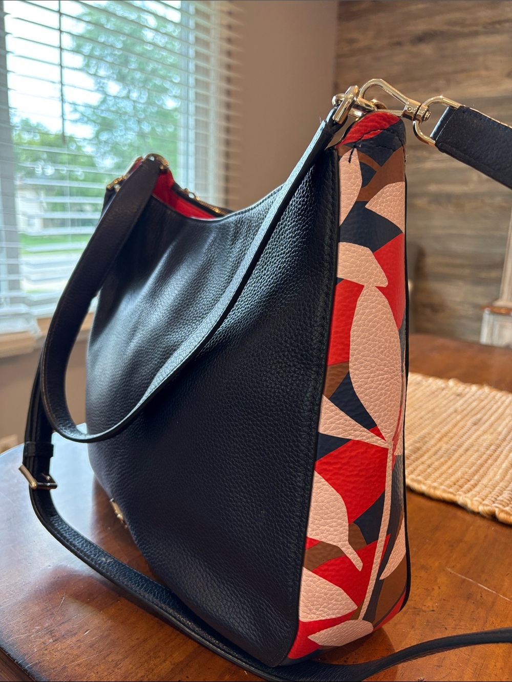 kate spade Navy Shoulder Bag with Red and Pink Side Panels